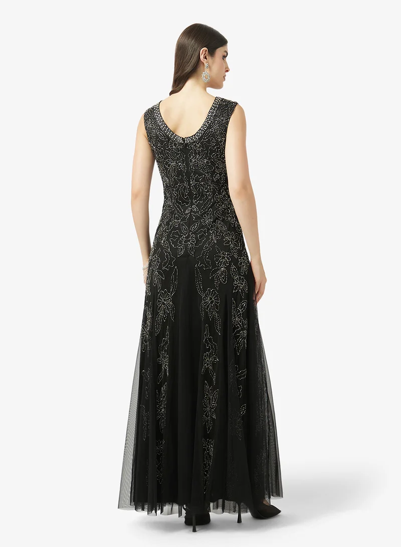 Frock and Frill Embroidered Sleeveless Maxi Dress